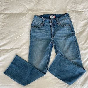 CAbi High-Low Crop Denim Jeans, Sz 6 light wash